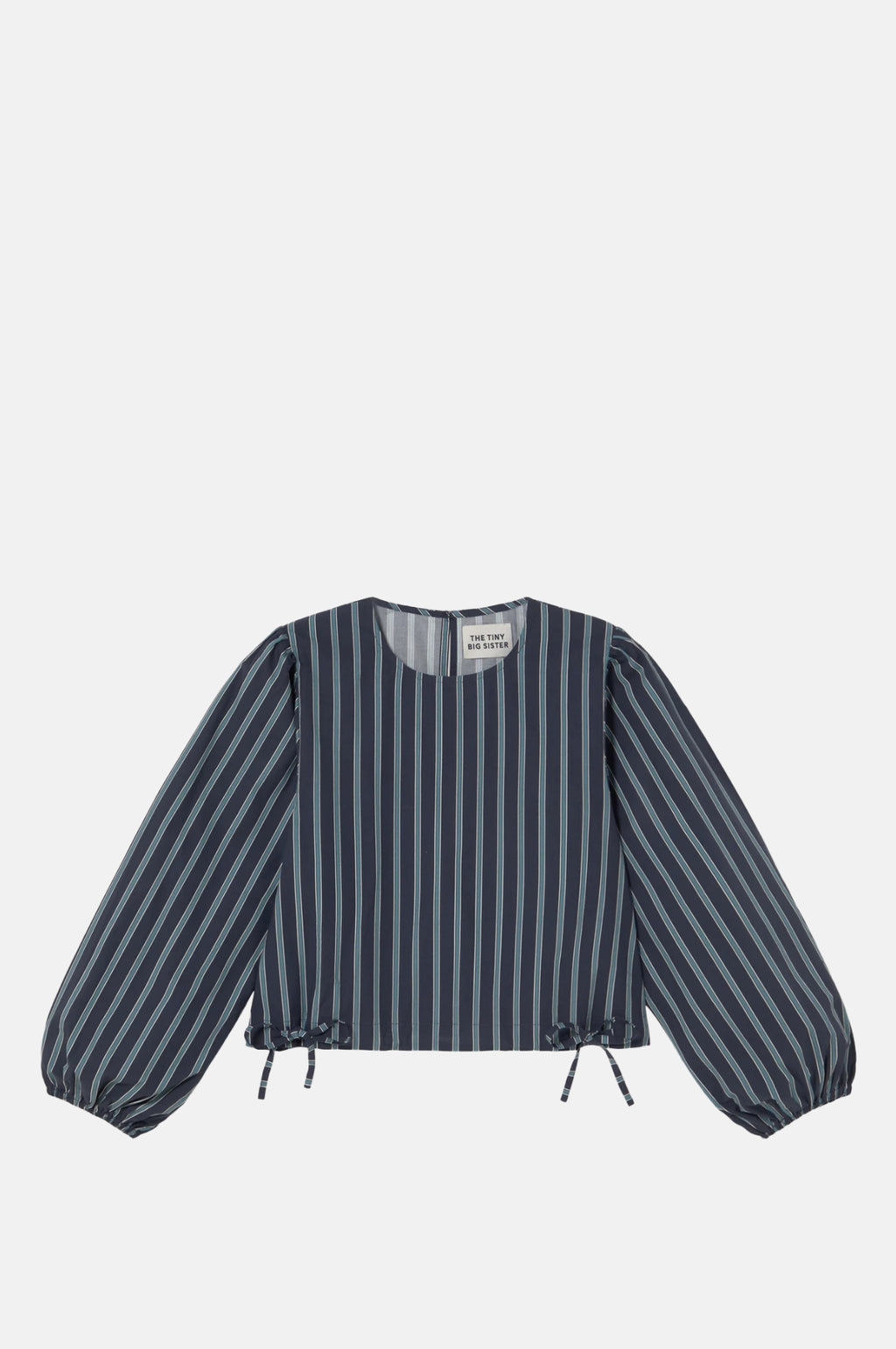 The Tiny Big Sister Striped Puff Sleeves Blouse Navy.