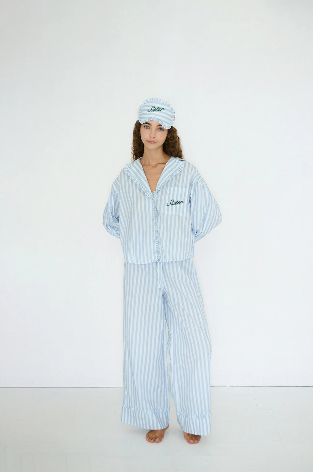 Striped Pyjama Set Ice Blue/Washed Blue