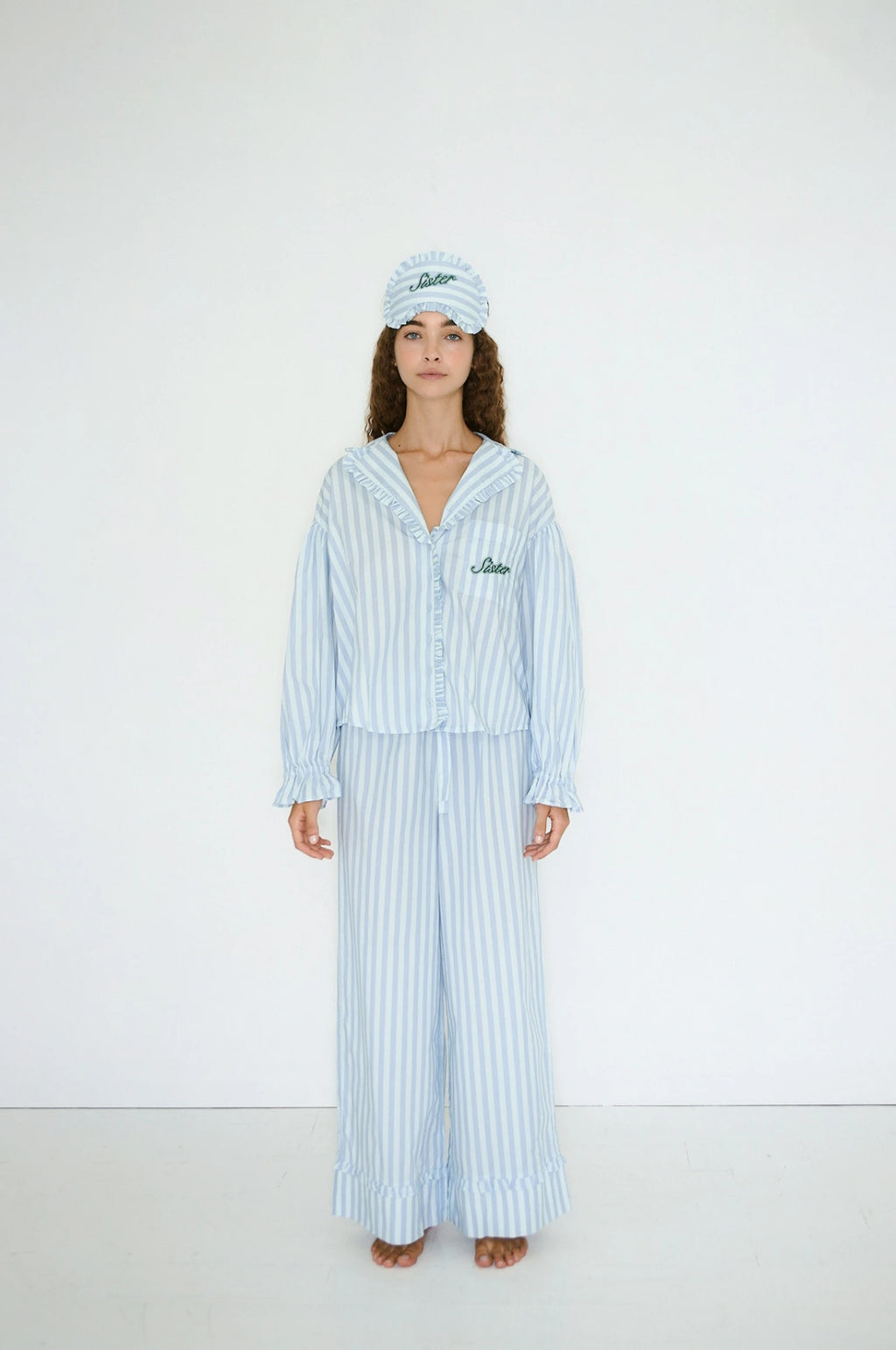 Striped Pyjama Set Ice Blue/Washed Blue