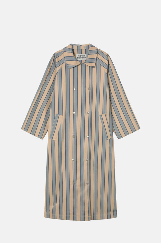 Striped Trench Coat Dark Vanilla