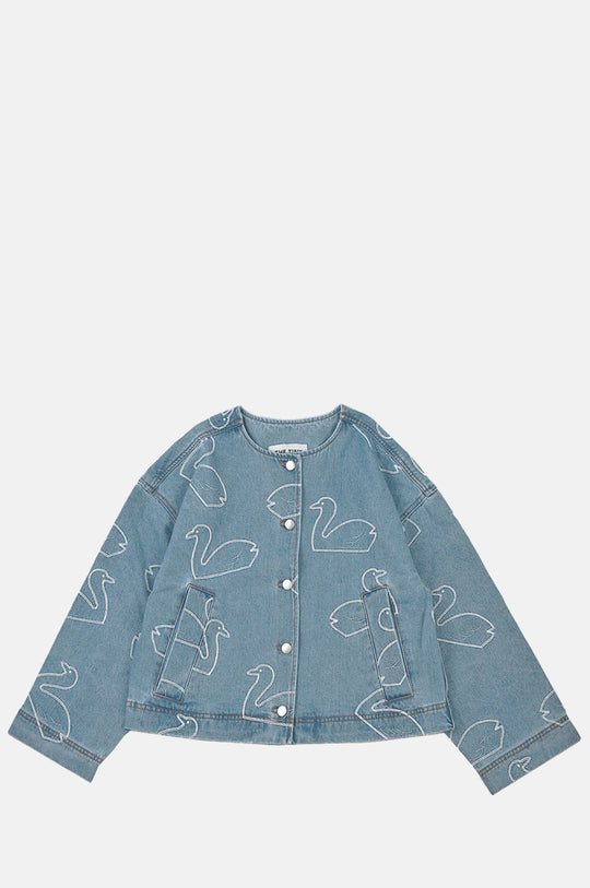 Swans Cropped Jacket Light Wash Denim