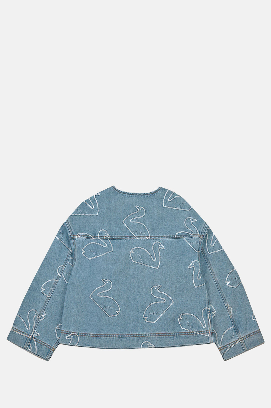 Swans Cropped Jacket Light Wash Denim