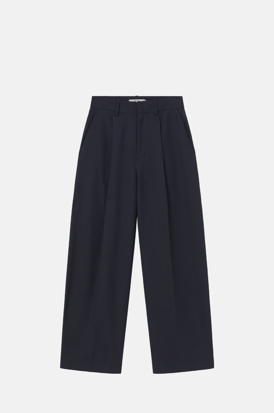 Wool Pleated Trousers Navy