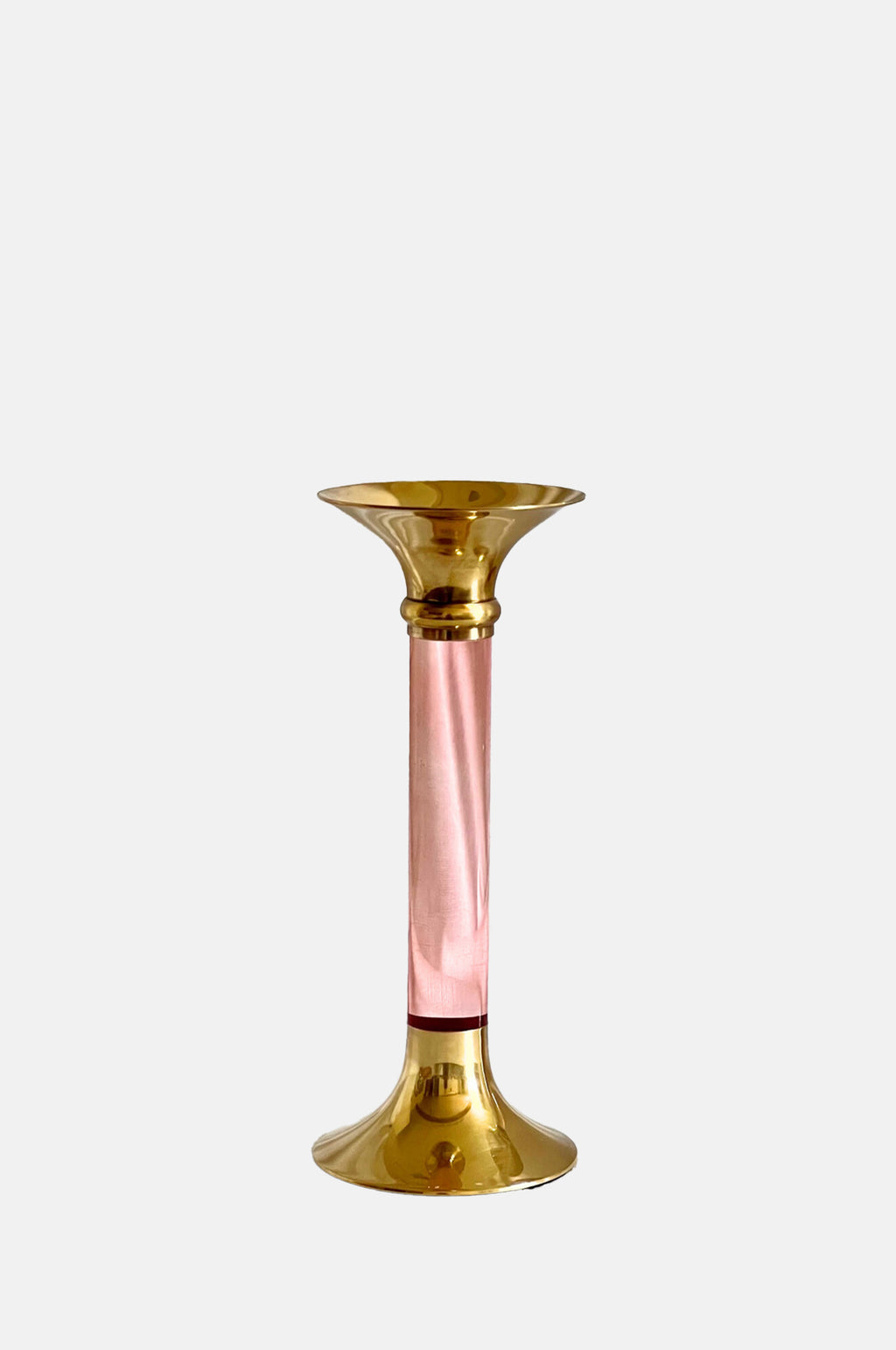Tooka Large Brass and Acrylic Candleholder Blush.