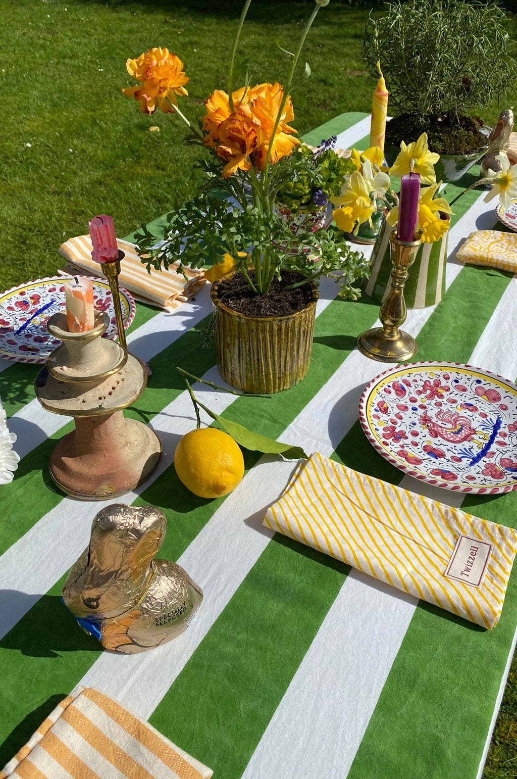 Green Stripe Tablecloth