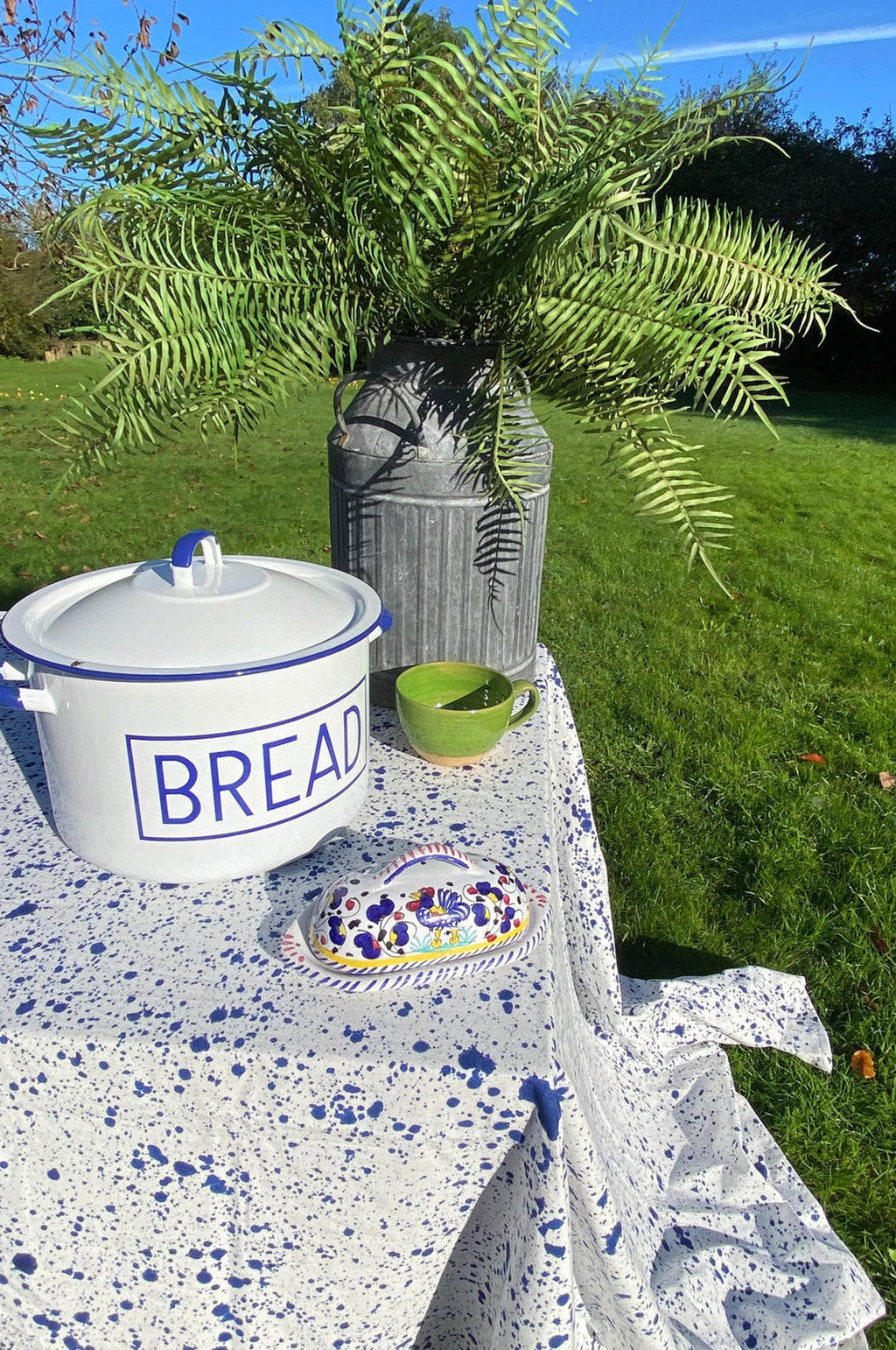 Navy Splatter Tablecloth