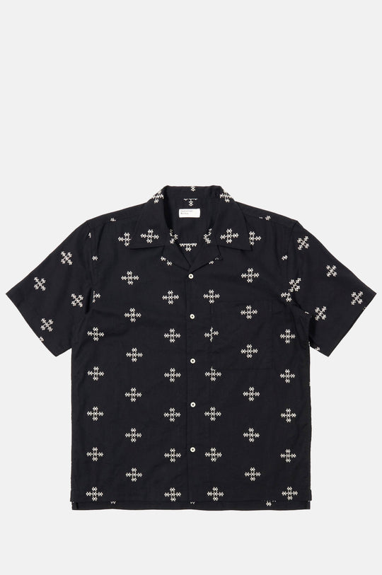 Camp Shirt Embroidered Diamond Black