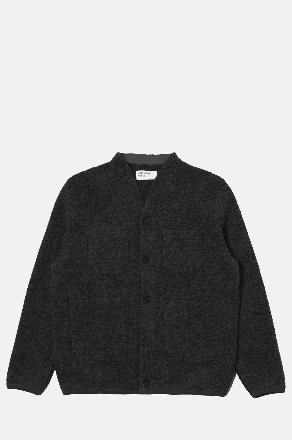 Universal Works Wool Fleece Cardigan in Black – The Hambledon