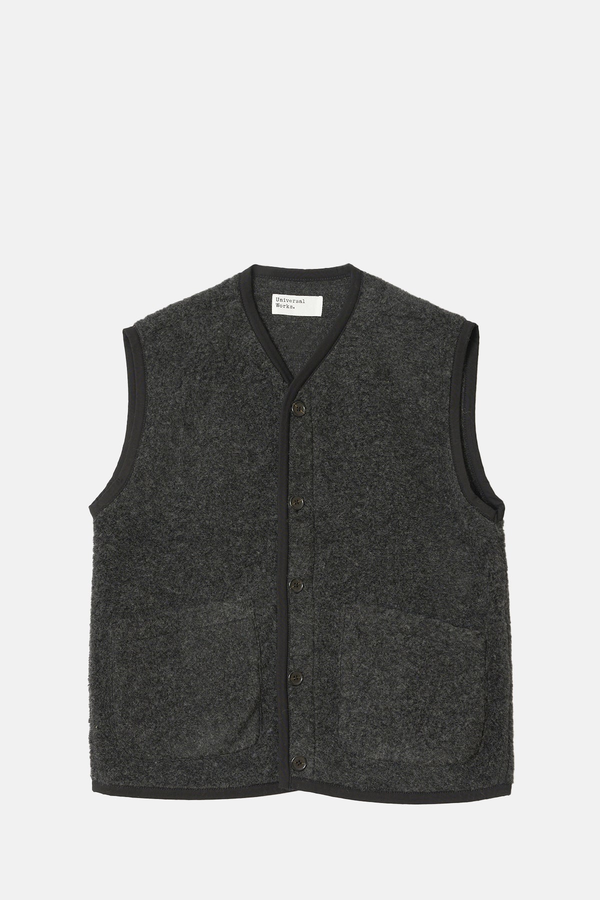 Universal Works Lancaster Gilet Charcoal.