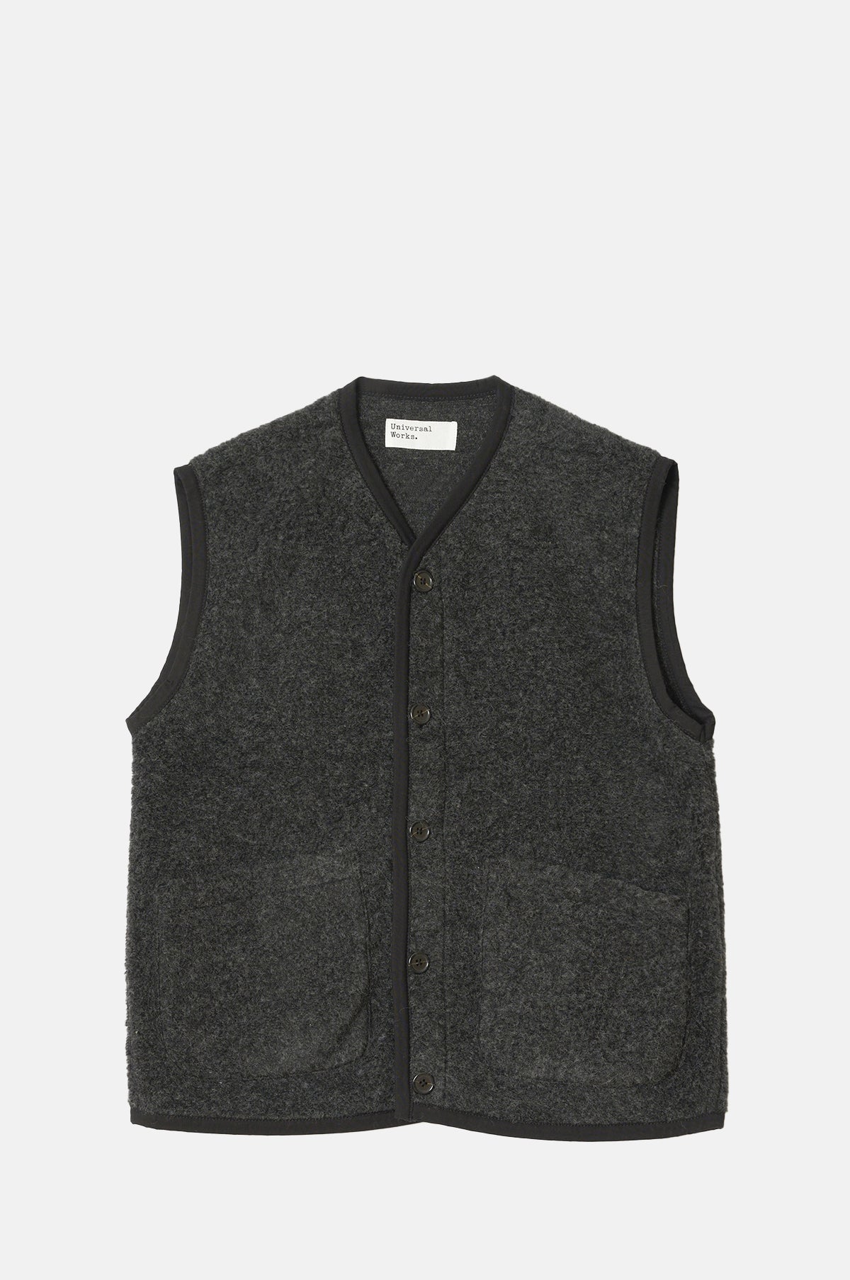 Universal Works Lancaster Gilet Charcoal.