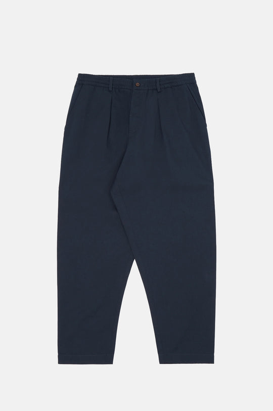 Pleated Track Pant Twill Navy