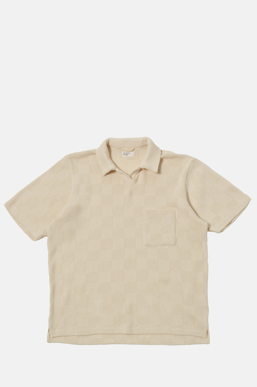 Universal Works Vacation Polo Fantasy Checkerboard Ecru.