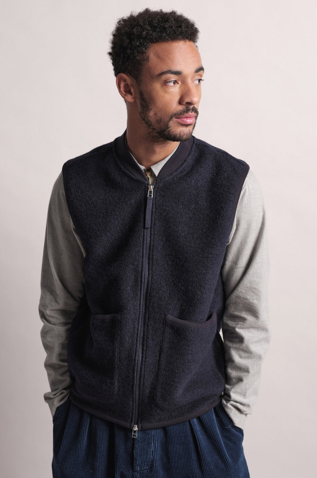 Zip Waistcoat Navy