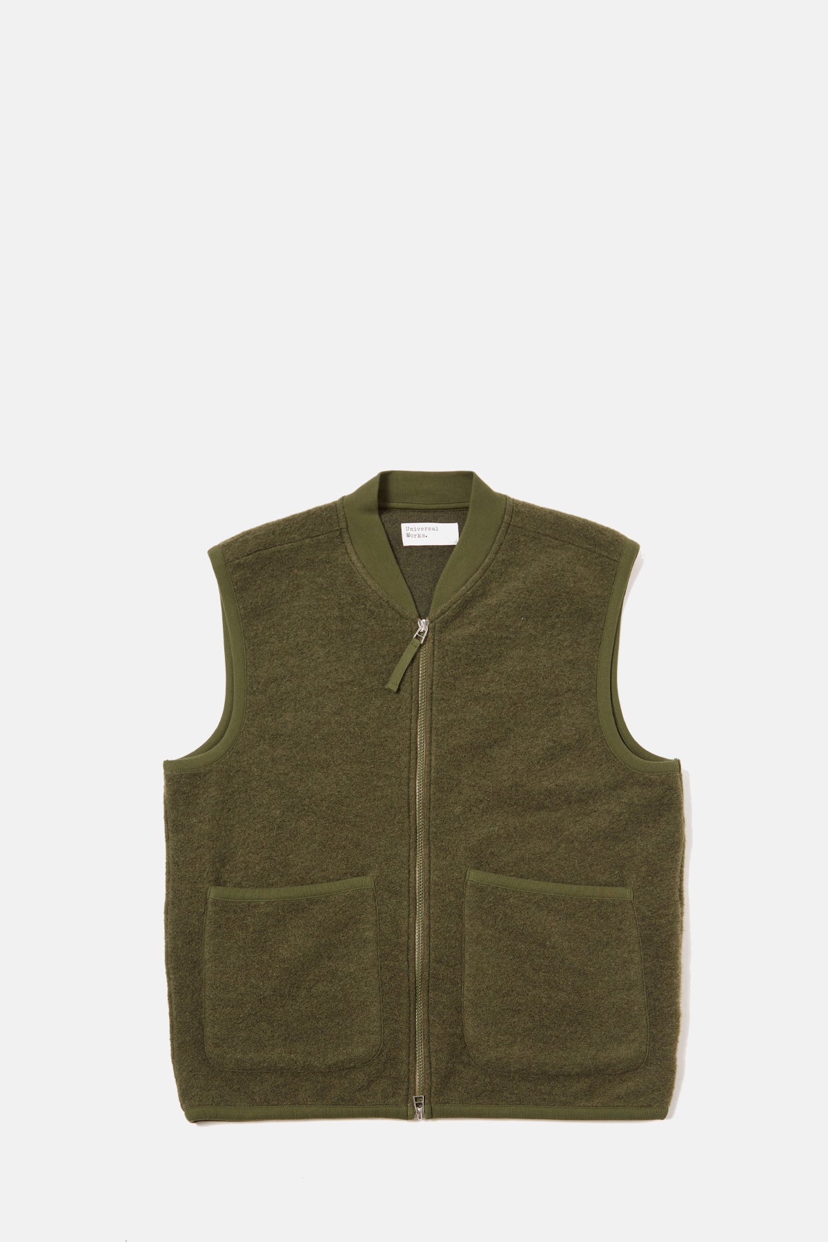 Universal Works Zip Waistcoat Olive.