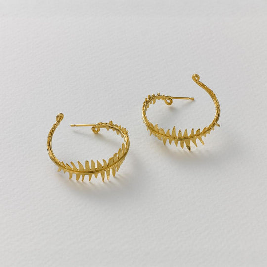 A.M. Fern Hoop Earrings Gold