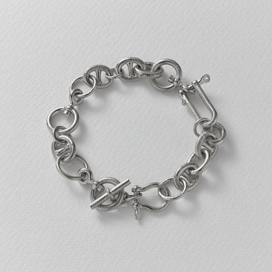 A.M. Heavy Chain Boatyard Link Toggle Clasp Bracelet Silver