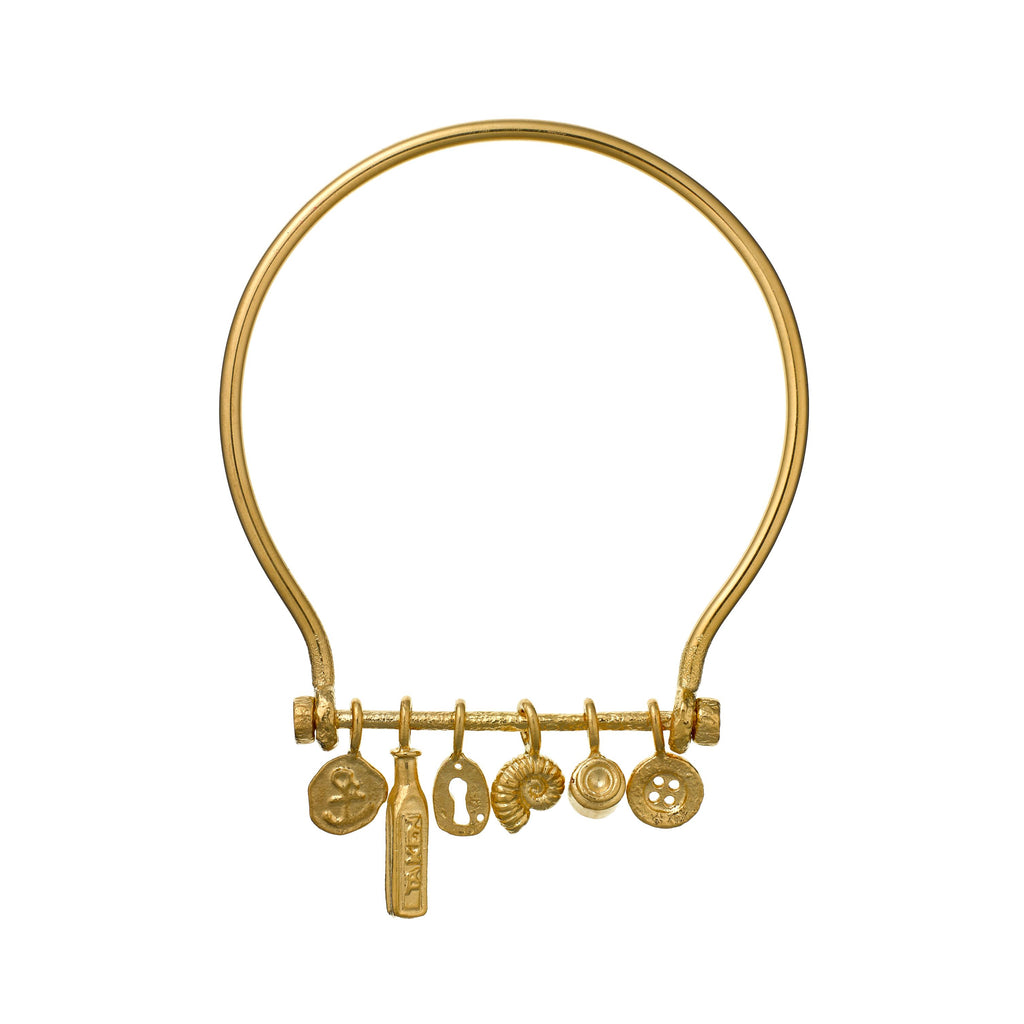 A.M. Boatyard Bangle with Mudlark Charms Gold