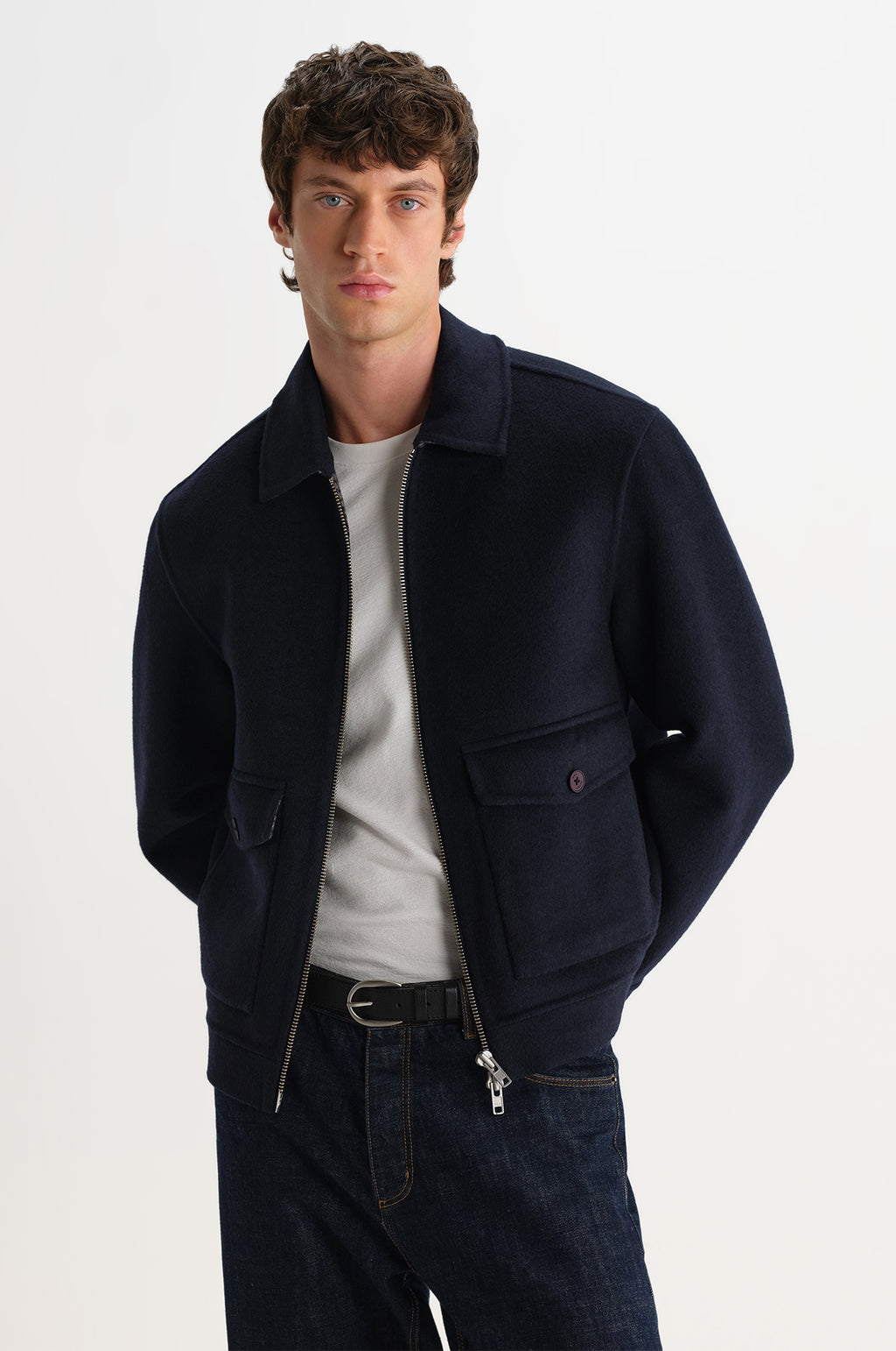 Hamblin Jacket Double Face Check Navy