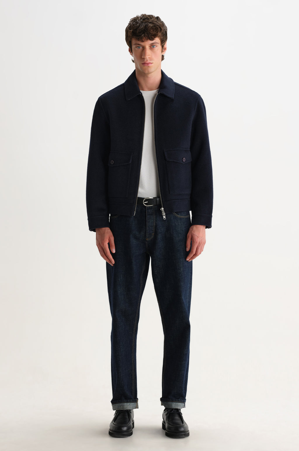 Hamblin Jacket Double Face Check Navy