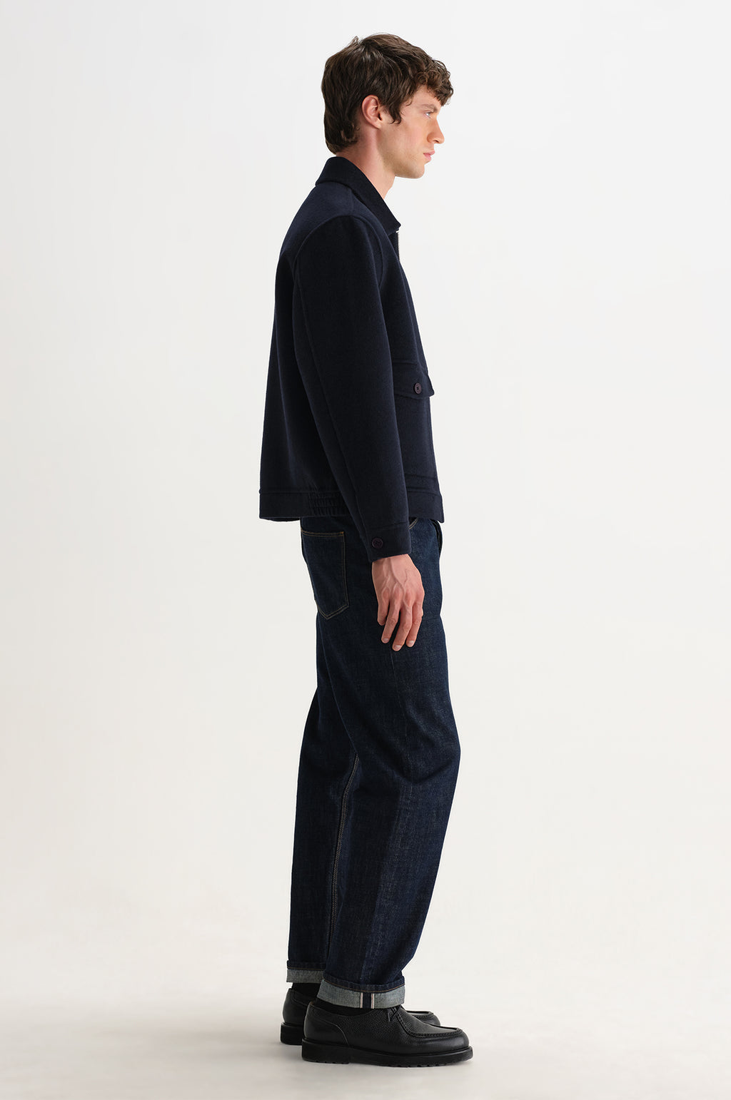 Hamblin Jacket Double Face Check Navy