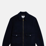 Wax London Hamblin Jacket Double Face Check Navy.