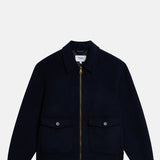 Wax London Hamblin Jacket Double Face Check Navy.