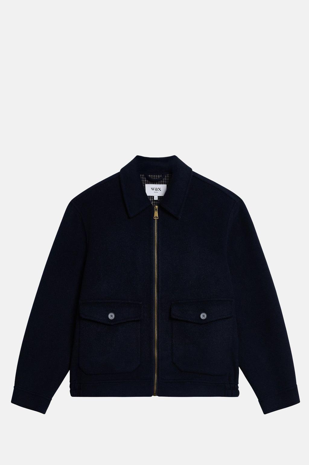 Wax London Hamblin Jacket Double Face Check Navy.