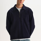 Reeve Quarter Zip Sweatshirt Washed Navy