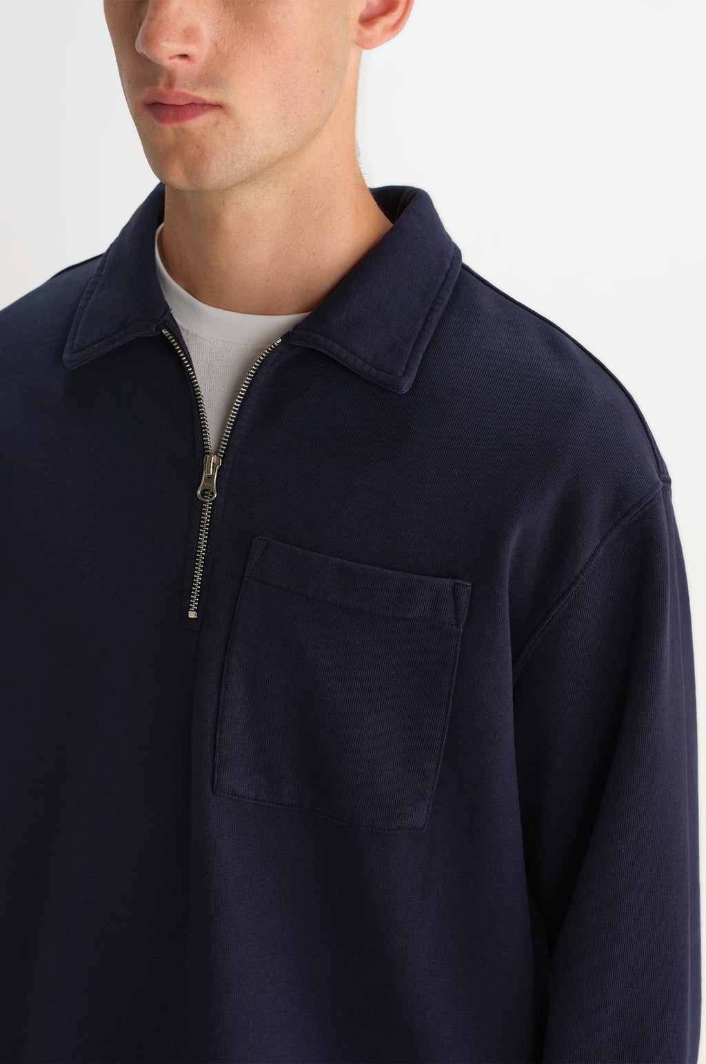 Reeve Quarter Zip Sweatshirt Washed Navy