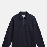 Wax London Reeve Quarter Zip Sweatshirt Washed Navy.