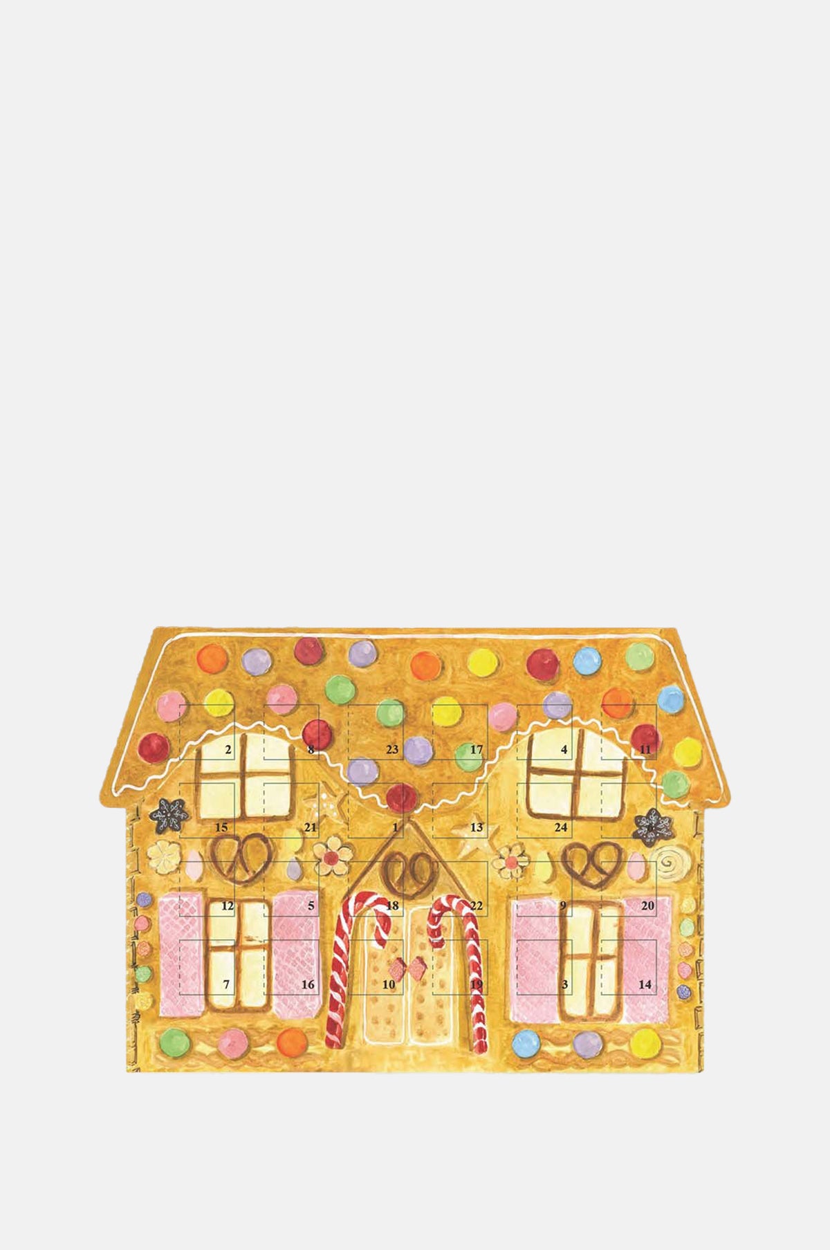 Western Sketch Gingerbread House Advent Calendar Christmas Card.