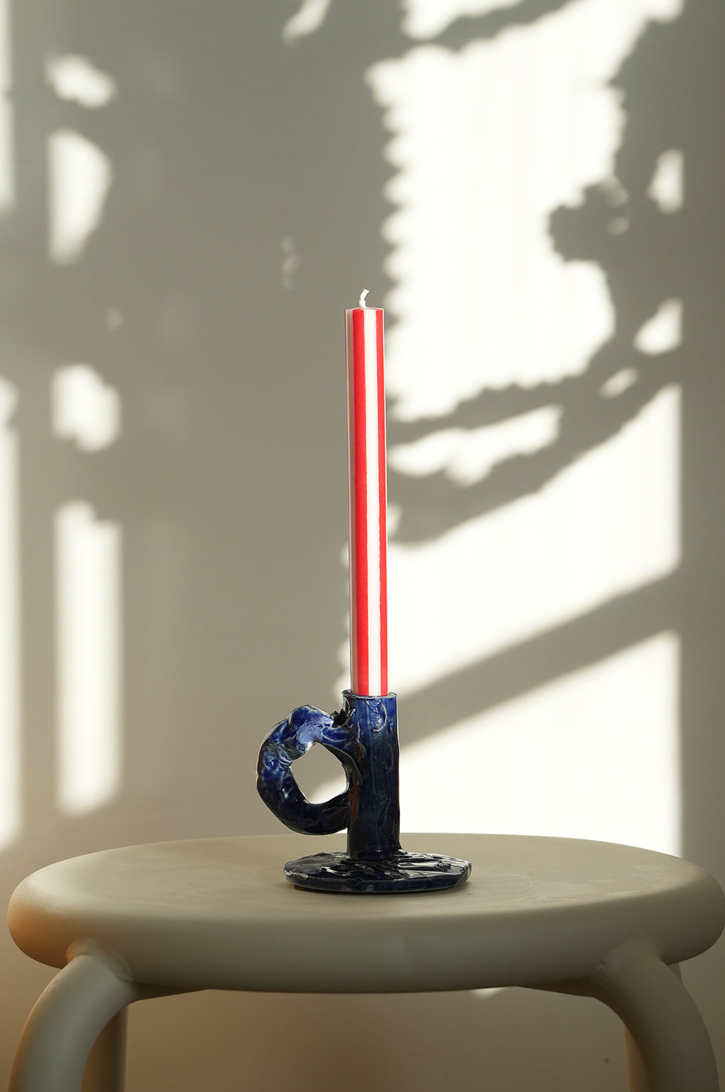 Bright Red/White Dinner Candles Set of 4