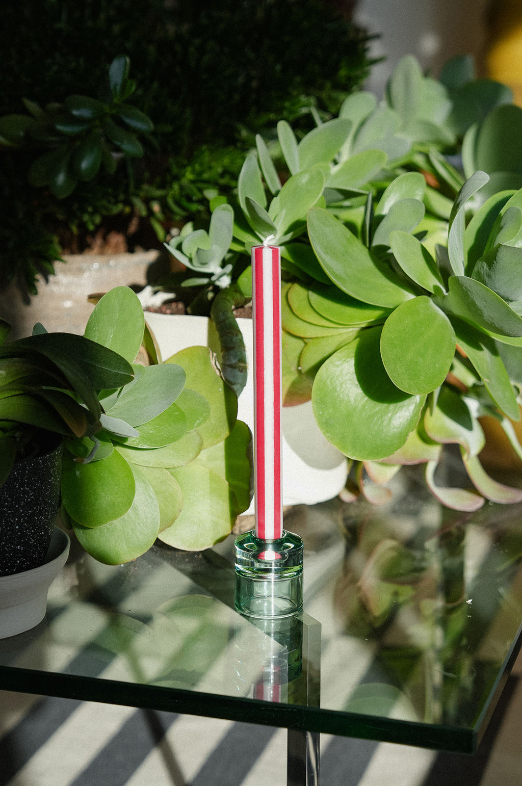 Bright Red/White Dinner Candles Set of 4