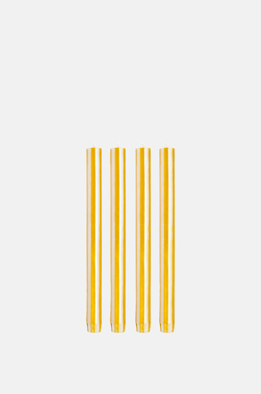 Mustard/White Dinner Candles Set of 4