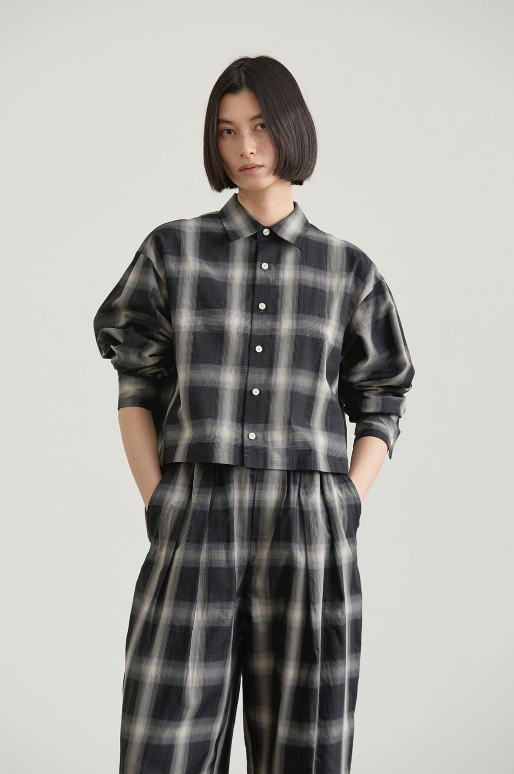 Sara-W Top Grey Check