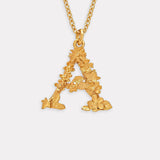 Floral Letter A Necklace Gold Plate