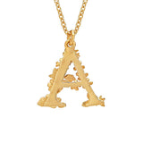Floral Letter A Necklace Gold Plate