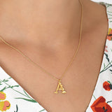 Floral Letter A Necklace Gold Plate