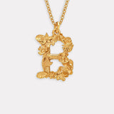 Floral Letter B Necklace Gold Plate
