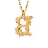 Floral Letter B Necklace Gold Plate