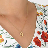 Floral Letter B Necklace Gold Plate