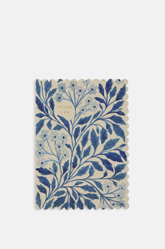 Blue Flora Thank You Card