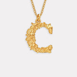 Floral Letter C Necklace Gold Plate