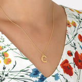 Floral Letter C Necklace Gold Plate