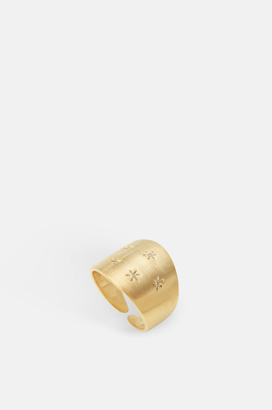 Celeste Sparkle Star Medal Gold Wrap Ring