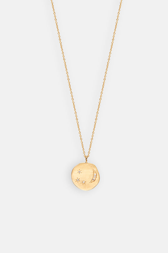 Divine Hours Small Sparkle Moon & Stars Gold Necklace