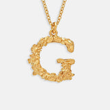 Floral Letter G Necklace Gold Plate