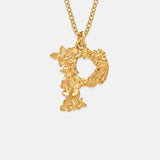 Floral Letter P Necklace Gold Plate