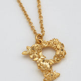 Floral Letter P Necklace Gold Plate