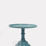 Mosser Glass moulded 10 inch steel georgia blue footed cake plate.